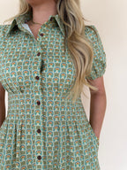 Printed Button Front Maxi Dress