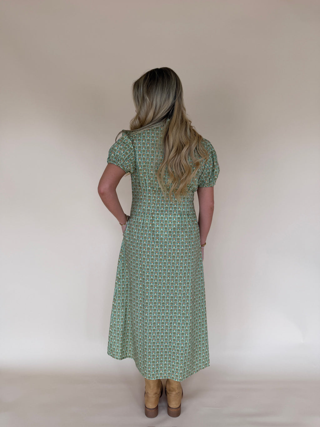 Printed Button Front Maxi Dress