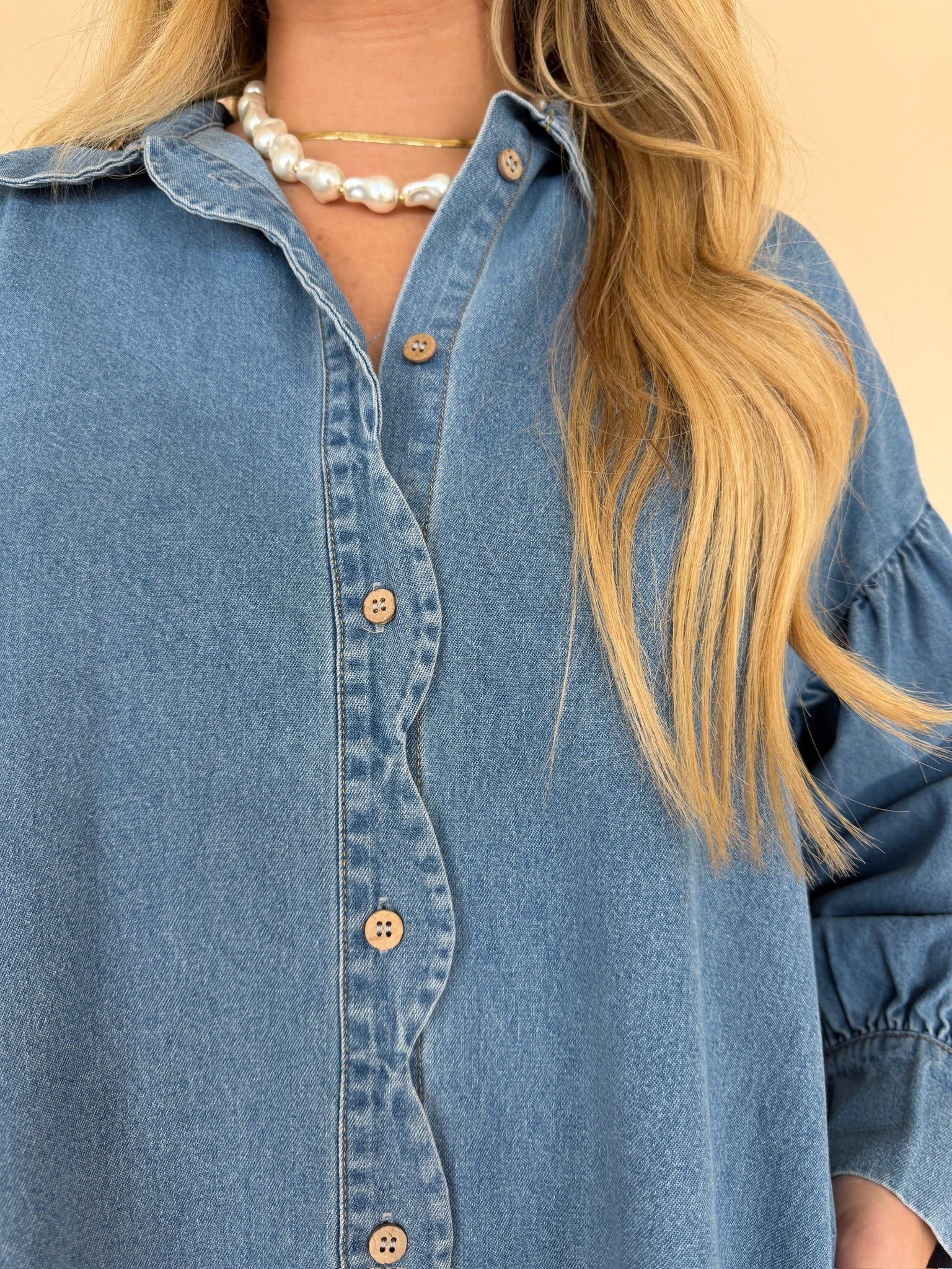 Scallop Denim Mini Dress