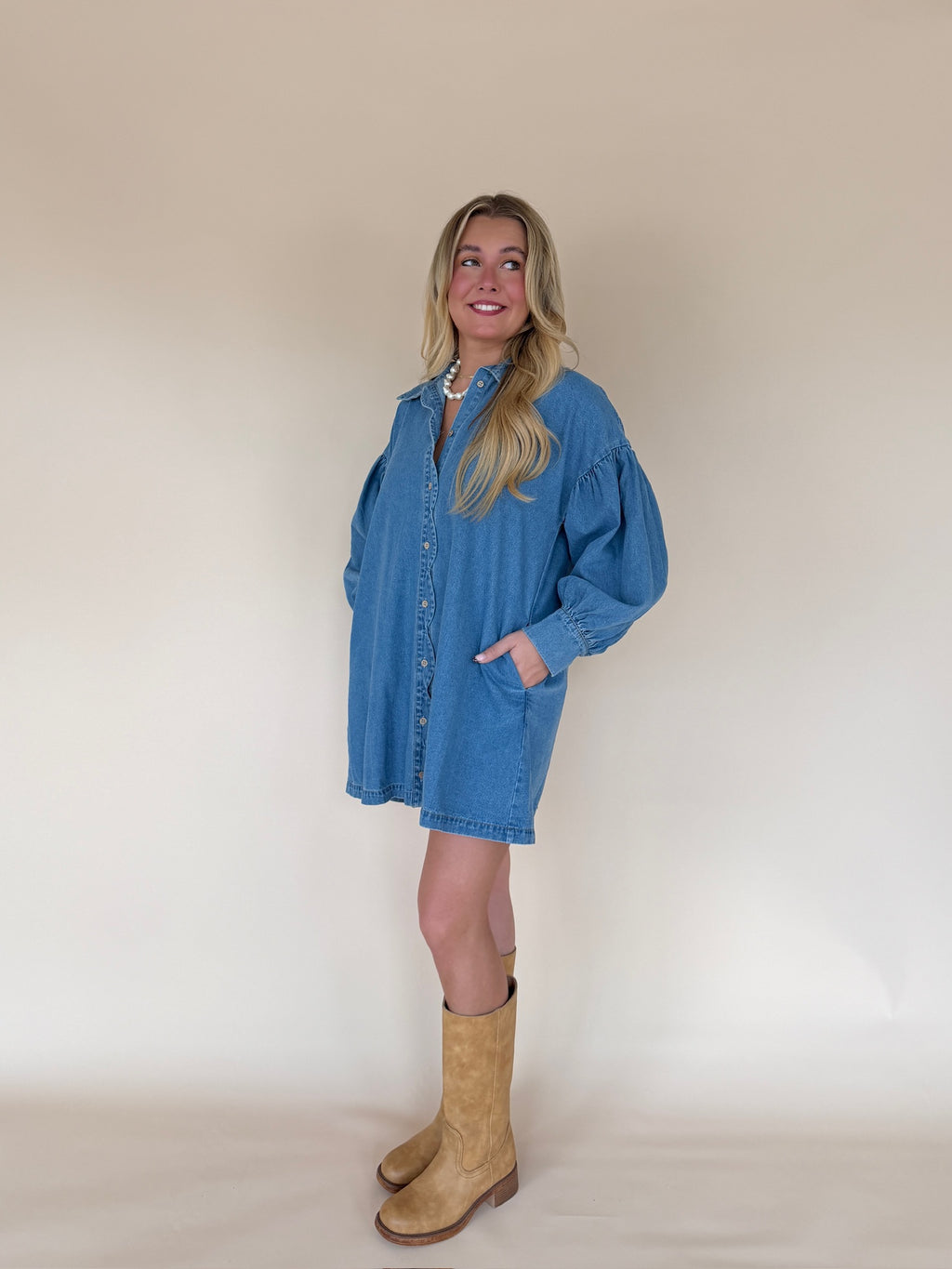 Scallop Denim Mini Dress