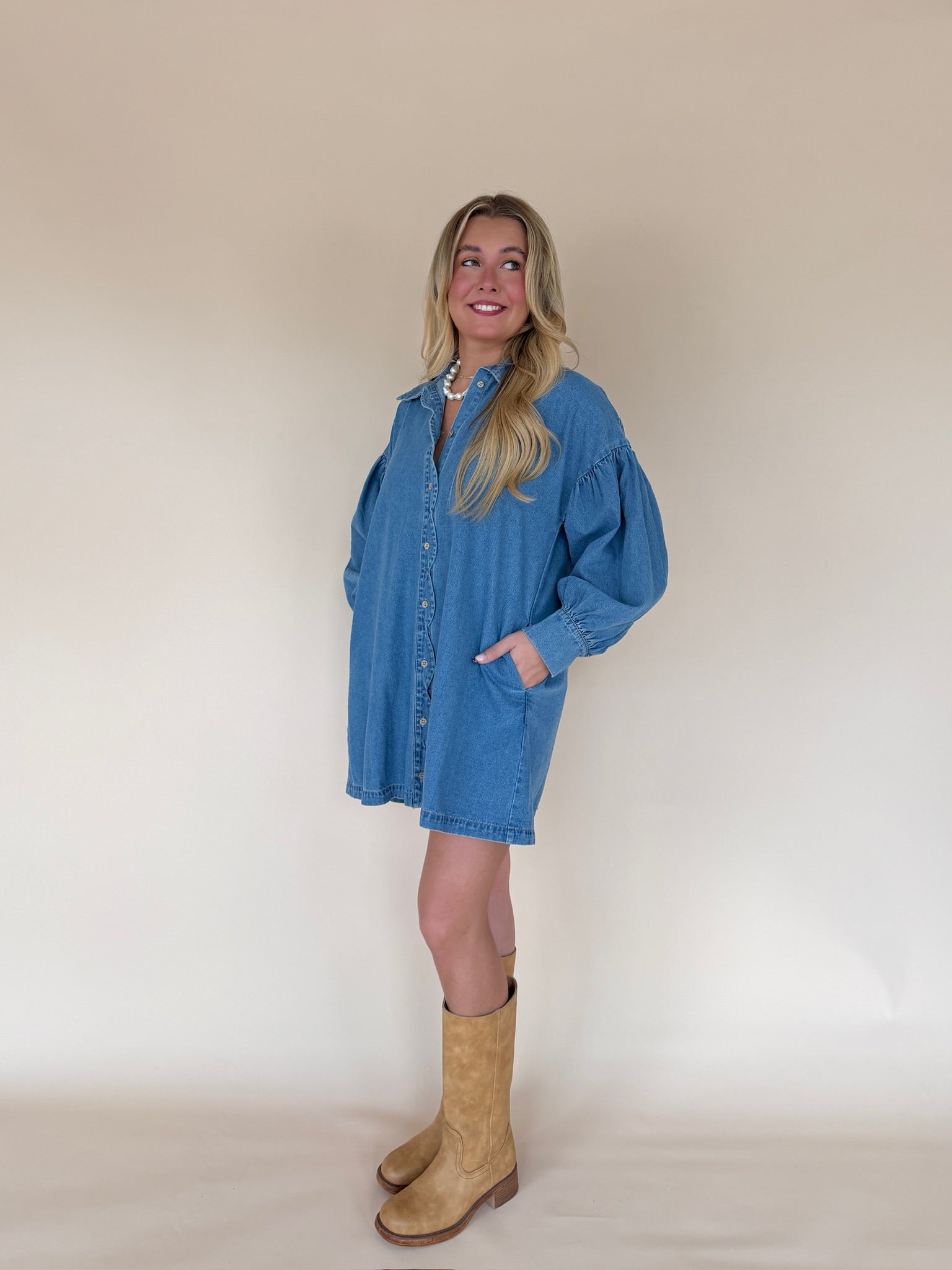 Scallop Denim Mini Dress