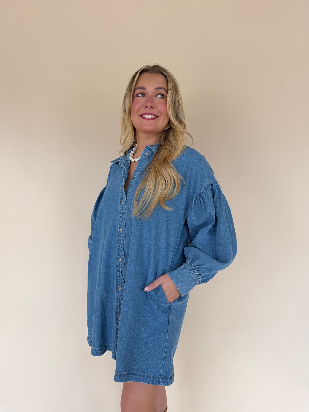 Scallop Denim Mini Dress
