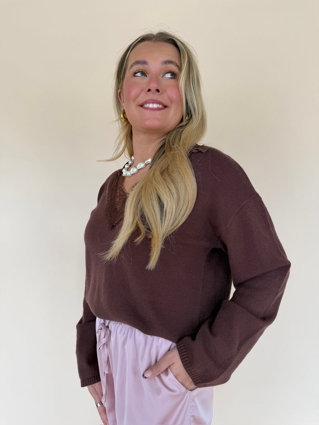 Lace V-Neck Sweater