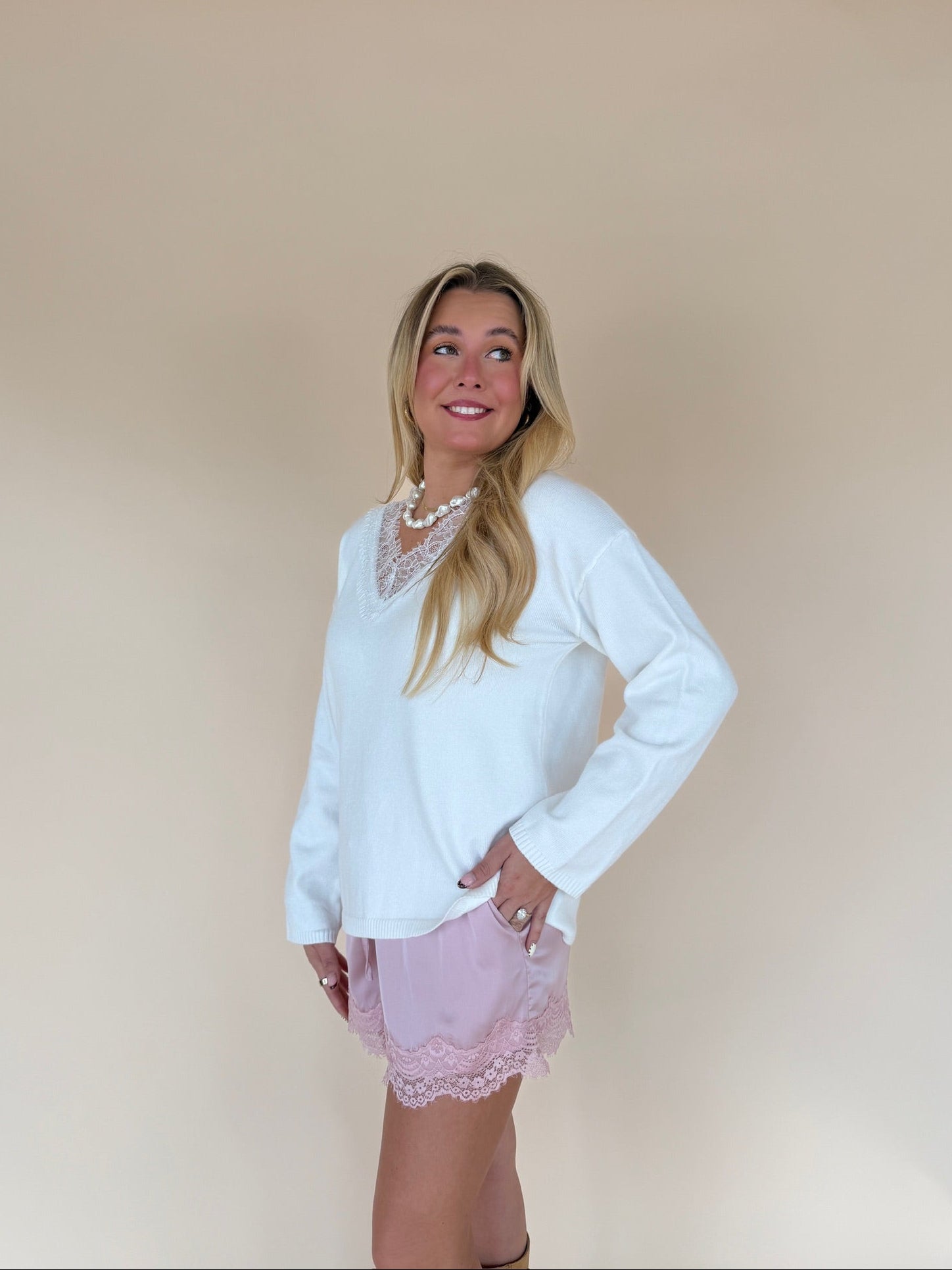 Lace V-Neck Sweater