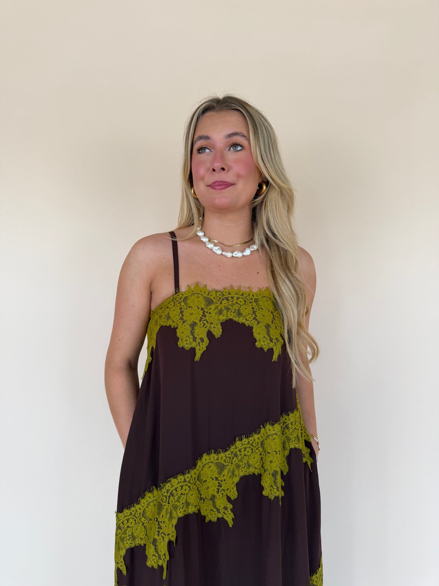 Lace Trim Detail Maxi Dress