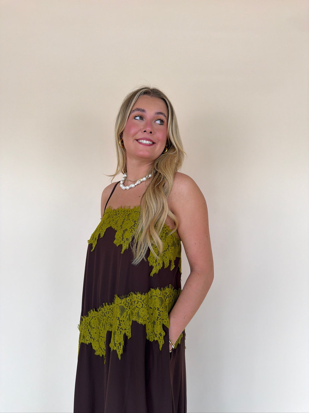 Lace Trim Detail Maxi Dress