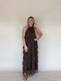 Lace Tiered Halter Maxi Dress