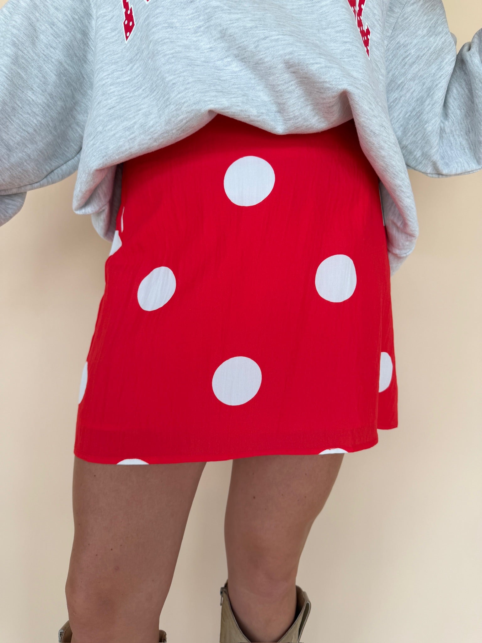 Polka Dot Zipper Mini Skirt