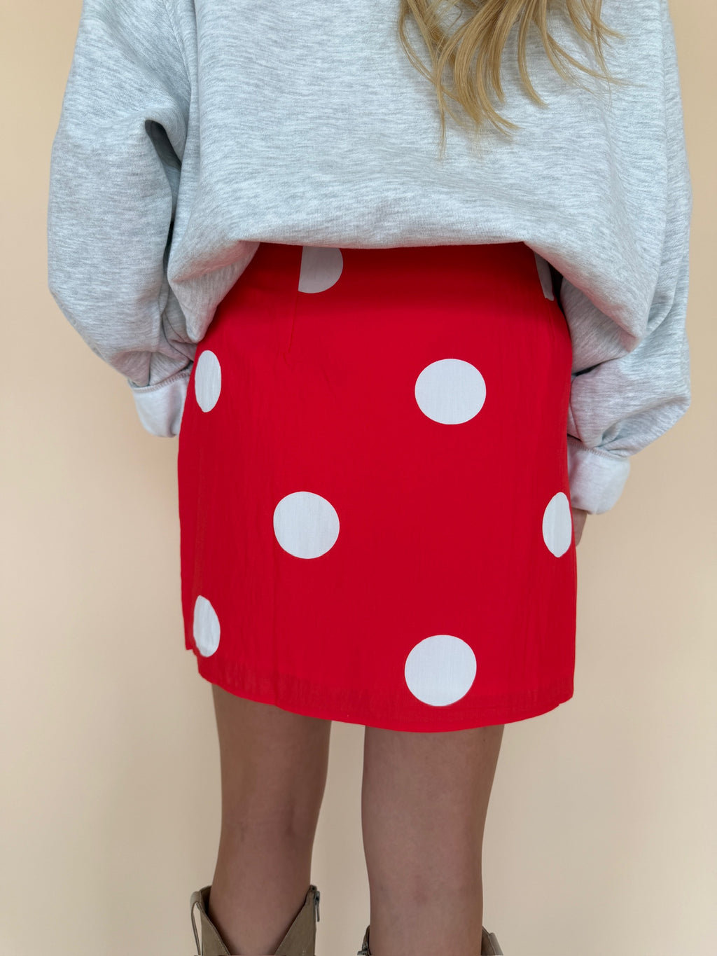 Polka Dot Zipper Mini Skirt