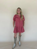 Ruffle Detail Gingham Mini Dress