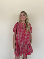 Ruffle Detail Gingham Mini Dress