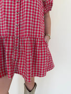 Ruffle Detail Gingham Mini Dress