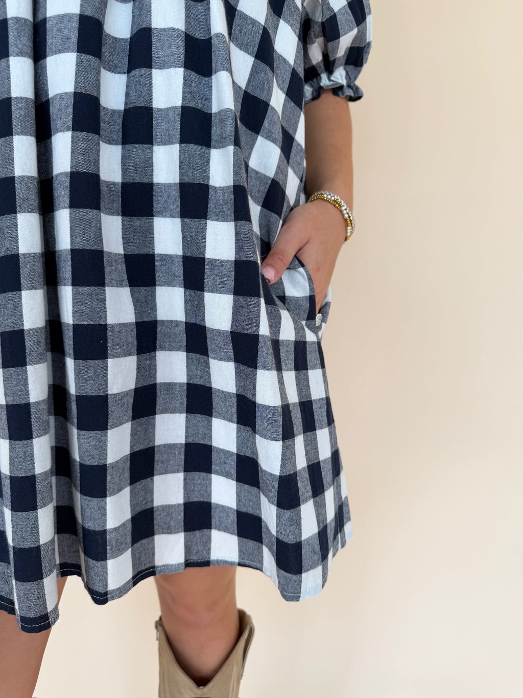 Gingham Ruffle Mini Dress