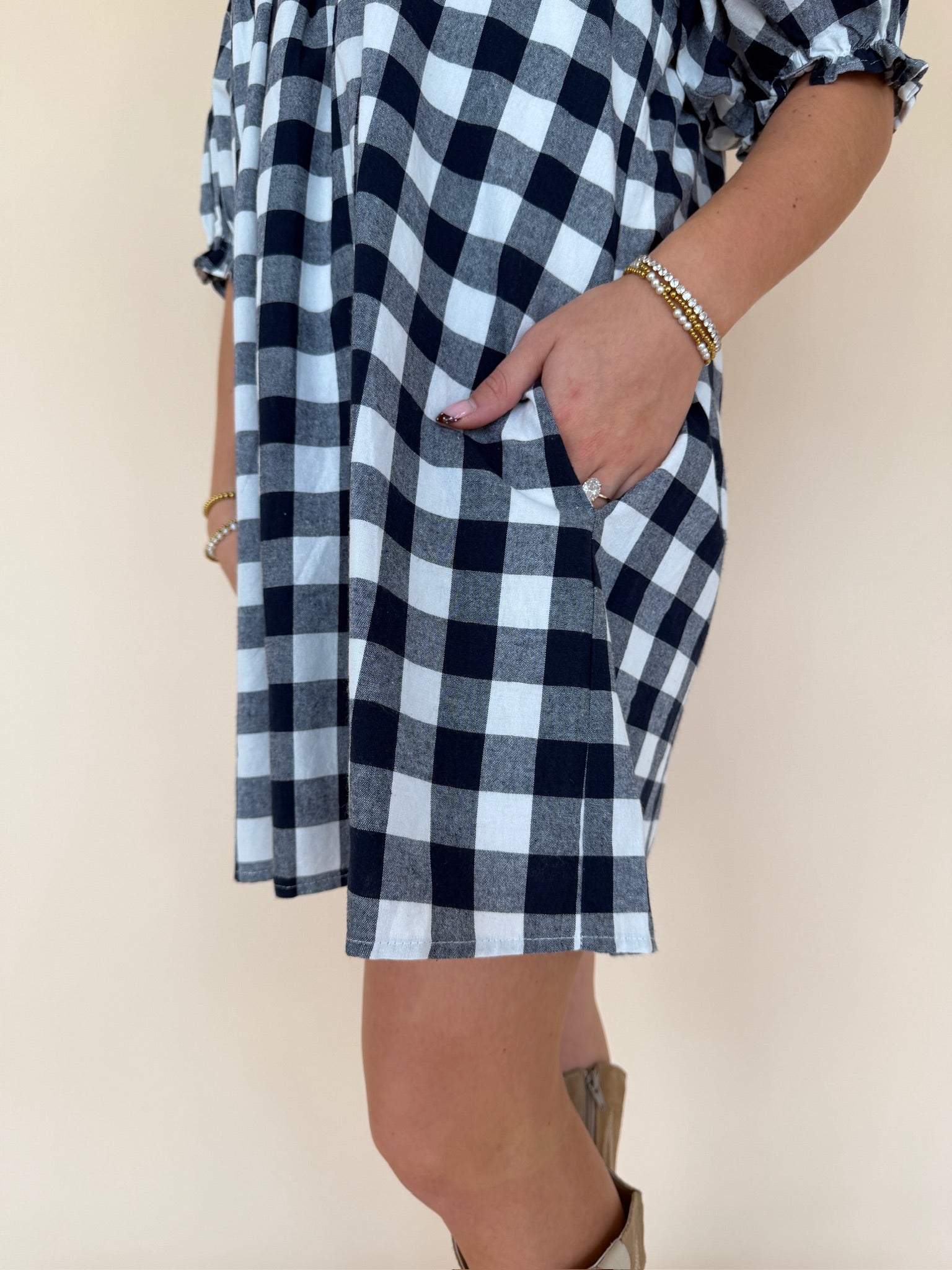 Gingham Ruffle Mini Dress