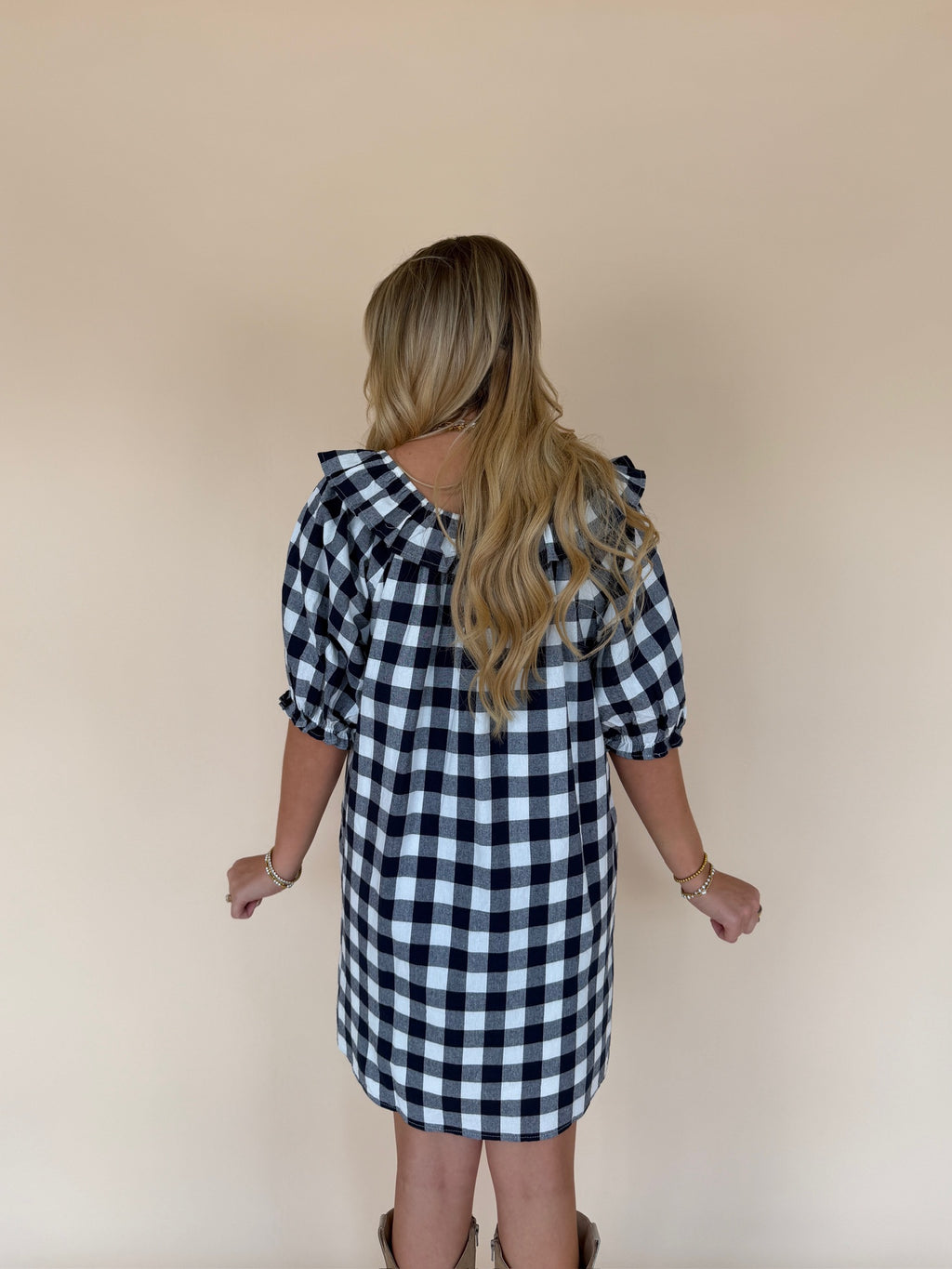 Gingham Ruffle Mini Dress