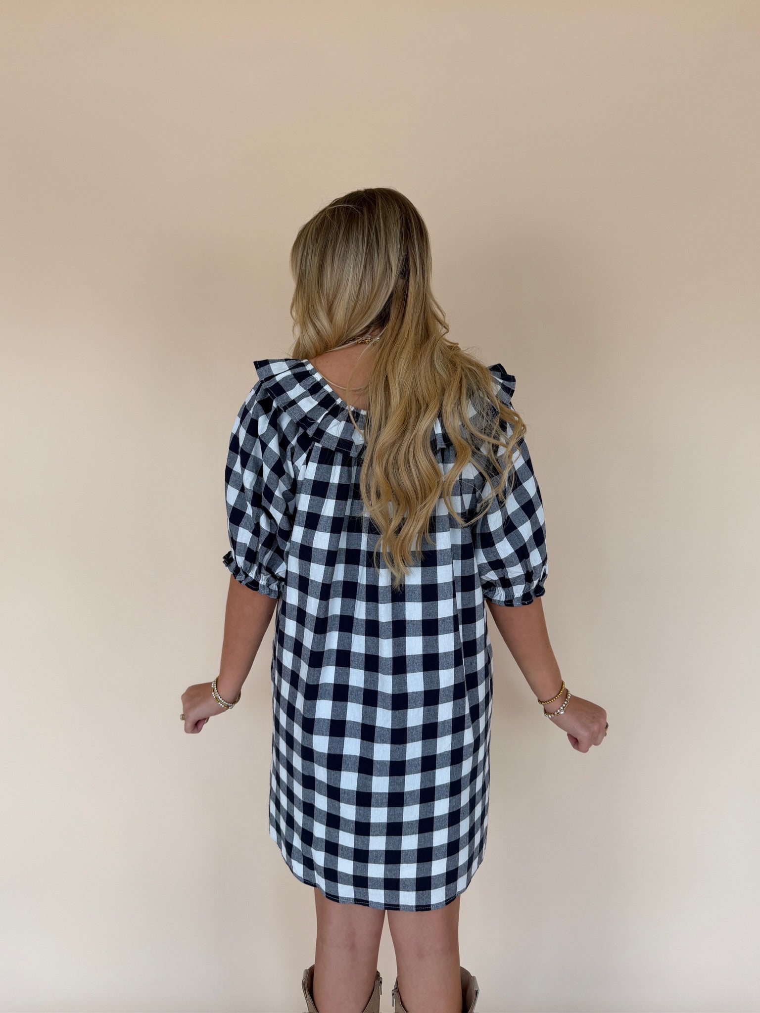 Gingham Ruffle Mini Dress