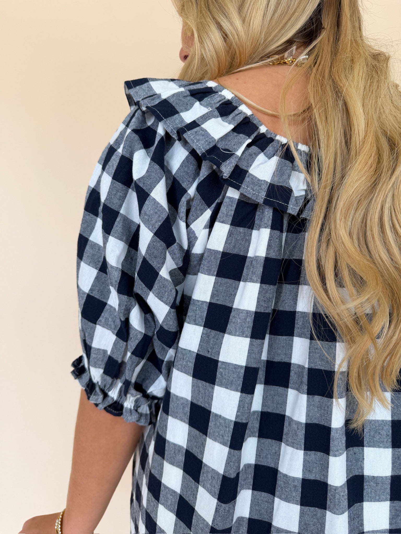 Gingham Ruffle Mini Dress