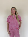 Gingham Scallop Hem Top