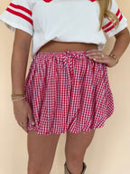 Gingham Bubble Mini Skirt