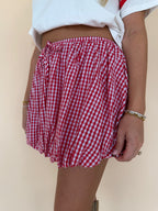 Gingham Bubble Mini Skirt