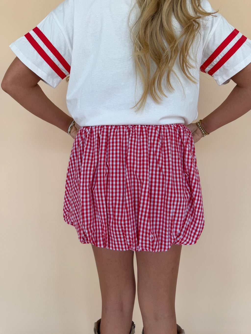 Gingham Bubble Mini Skirt