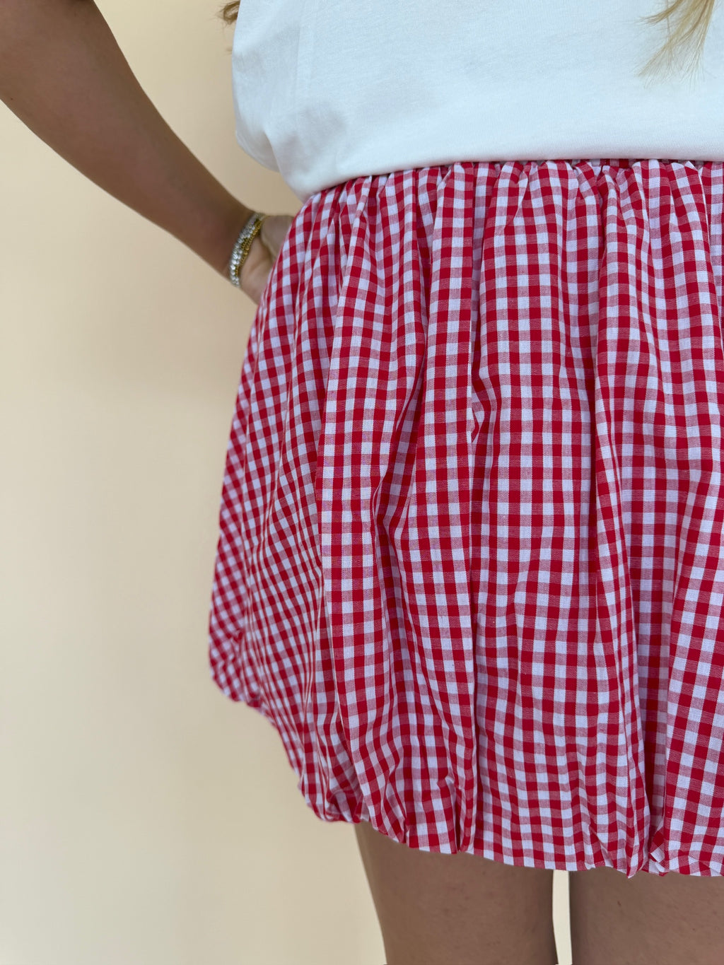 Gingham Bubble Mini Skirt