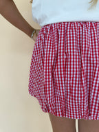 Gingham Bubble Mini Skirt