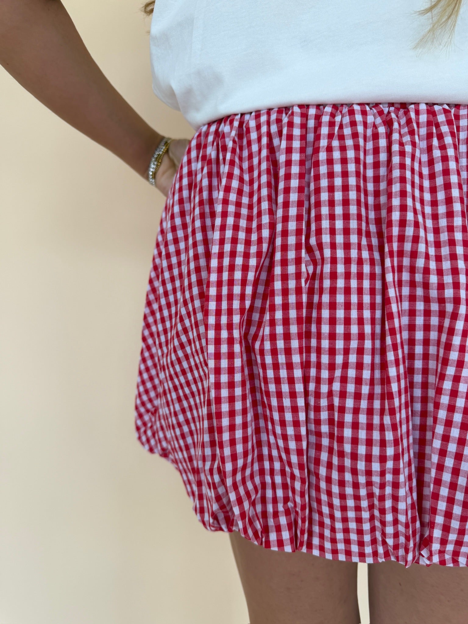Gingham Bubble Mini Skirt