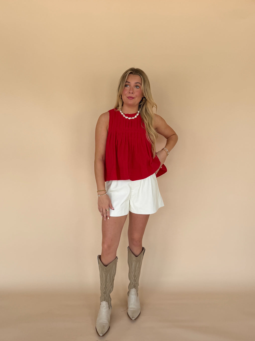 Pleated Sleeveless Top