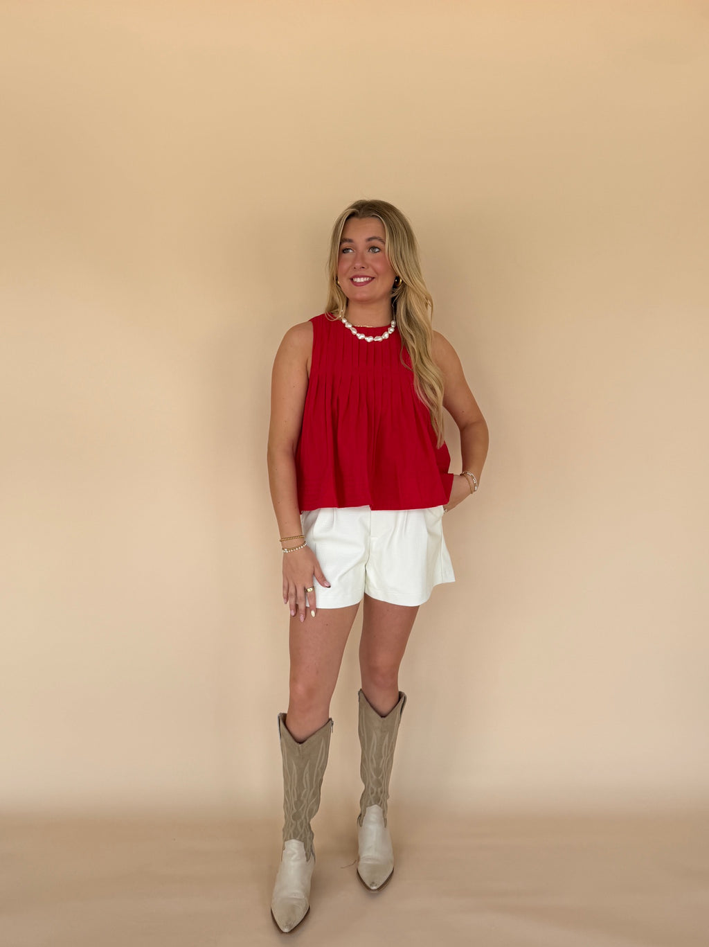 Pleated Sleeveless Top