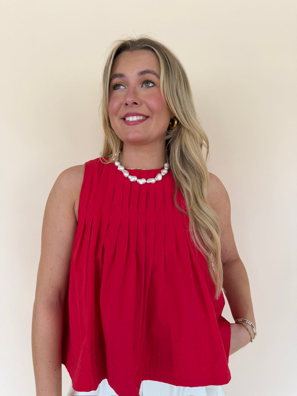 Pleated Sleeveless Top