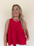Pleated Sleeveless Top