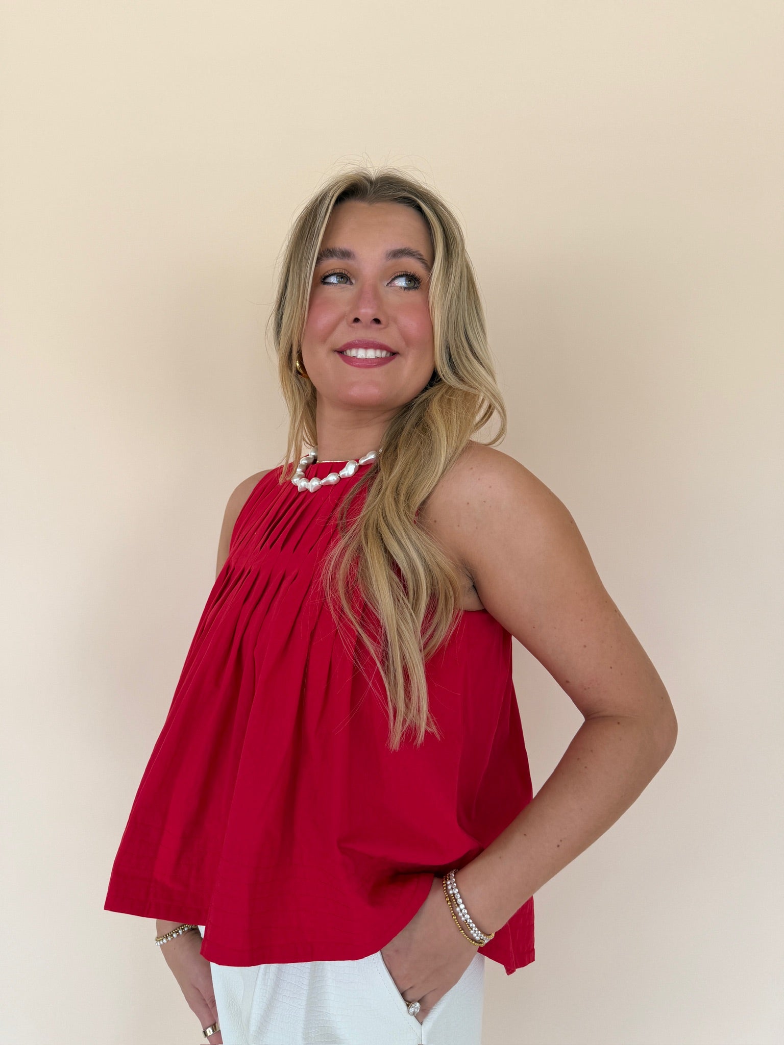 Pleated Sleeveless Top