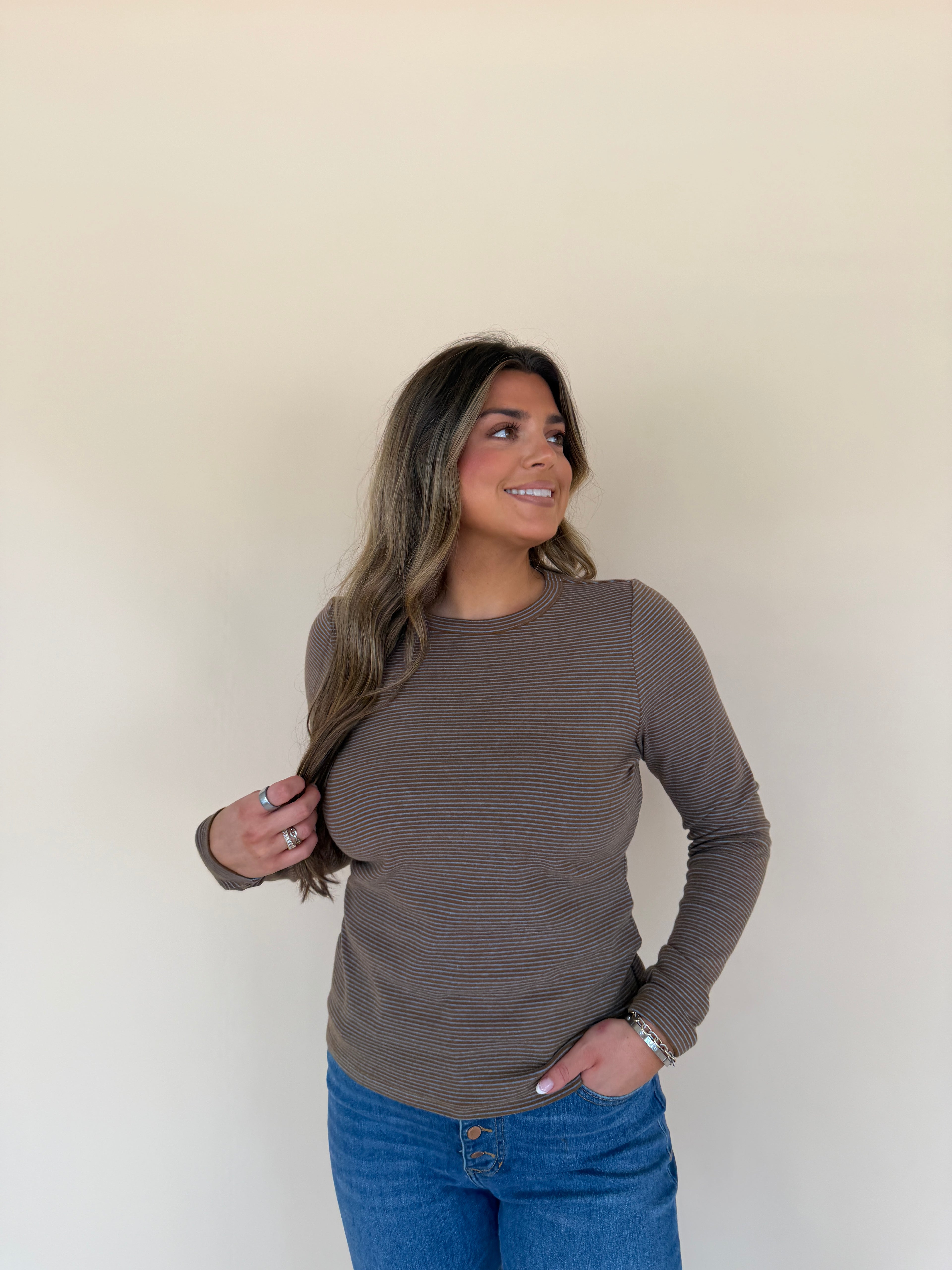 Stripe Crew Neck Knit Top