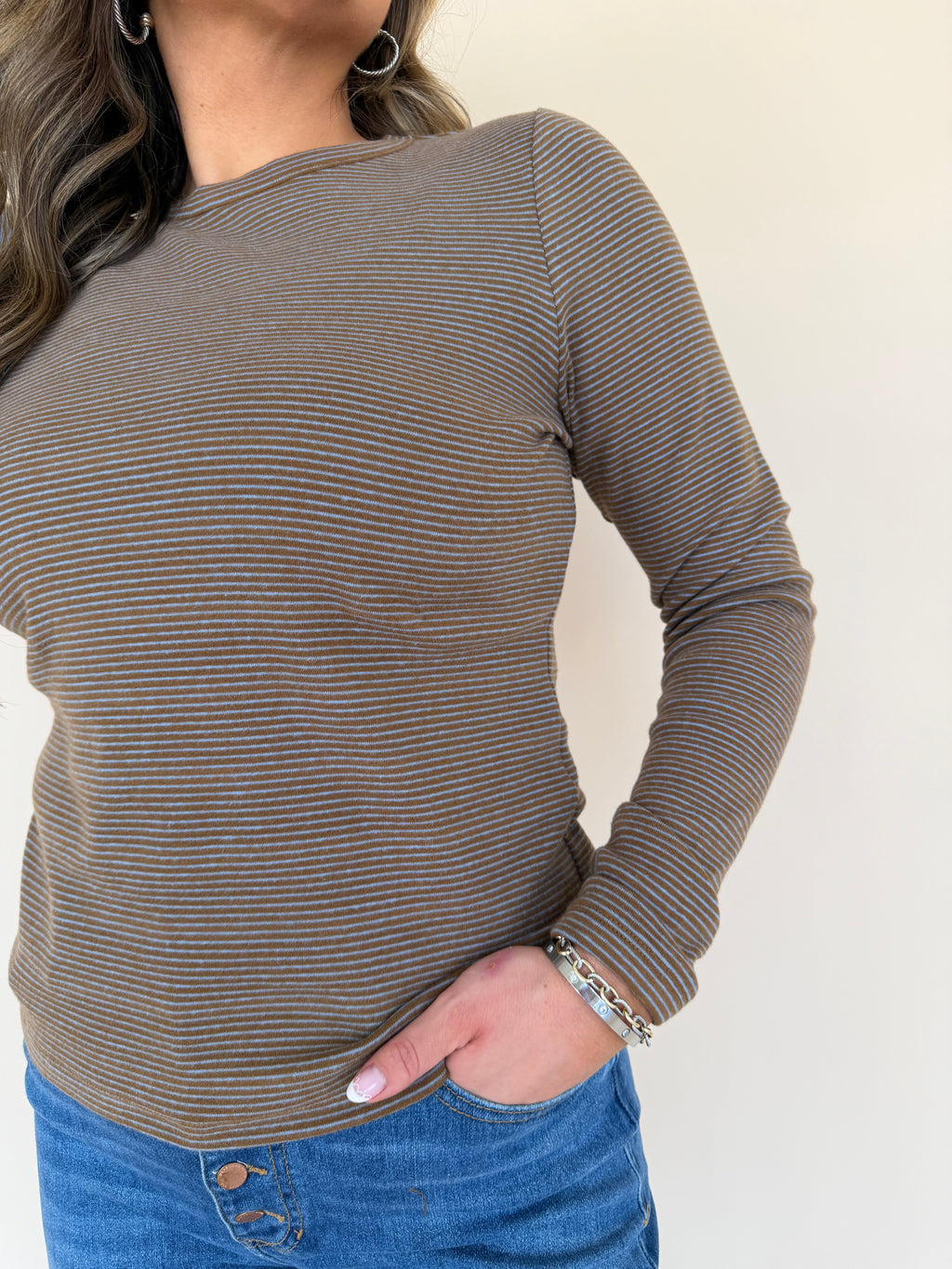 Stripe Crew Neck Knit Top