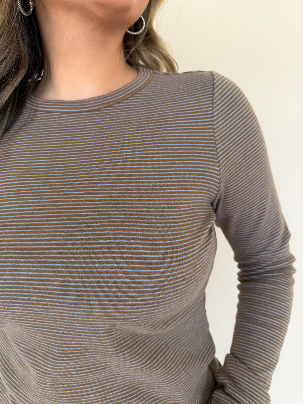 Stripe Crew Neck Knit Top