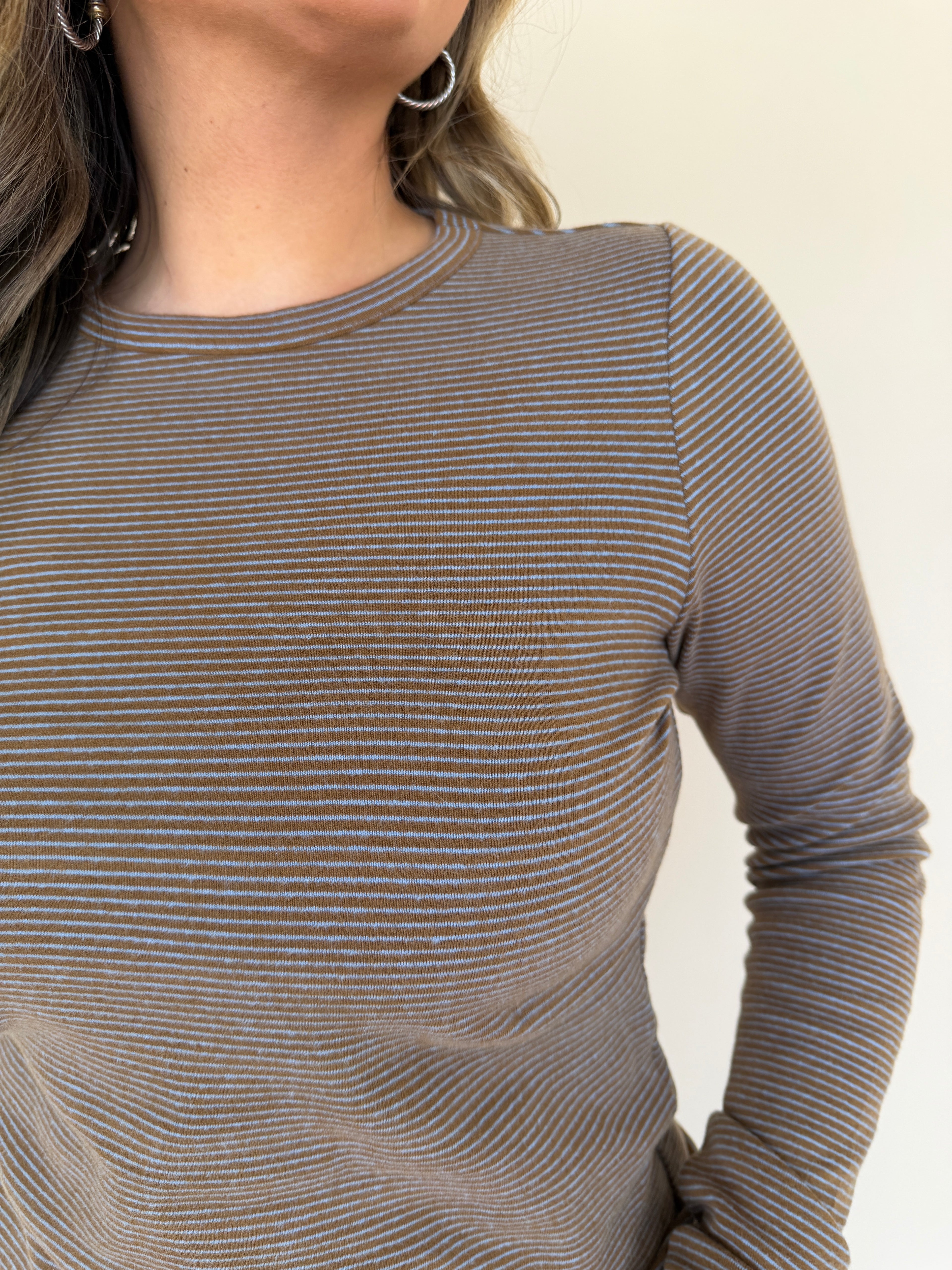 Stripe Crew Neck Knit Top