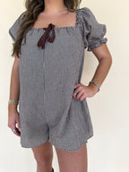 Gingham Puff Sleeve Romper