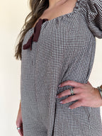 Gingham Puff Sleeve Romper