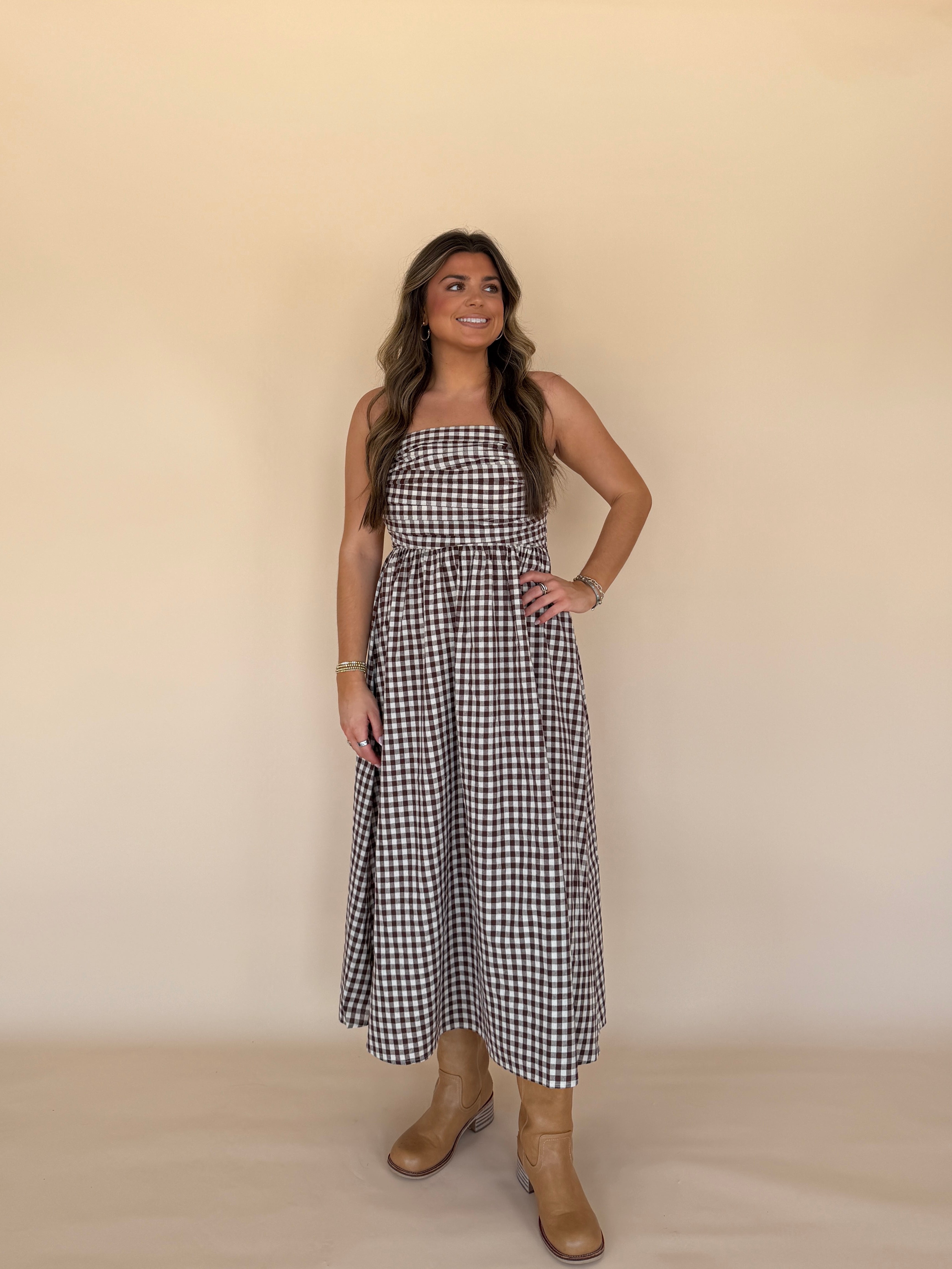 Gingham Tube Maxi Dress