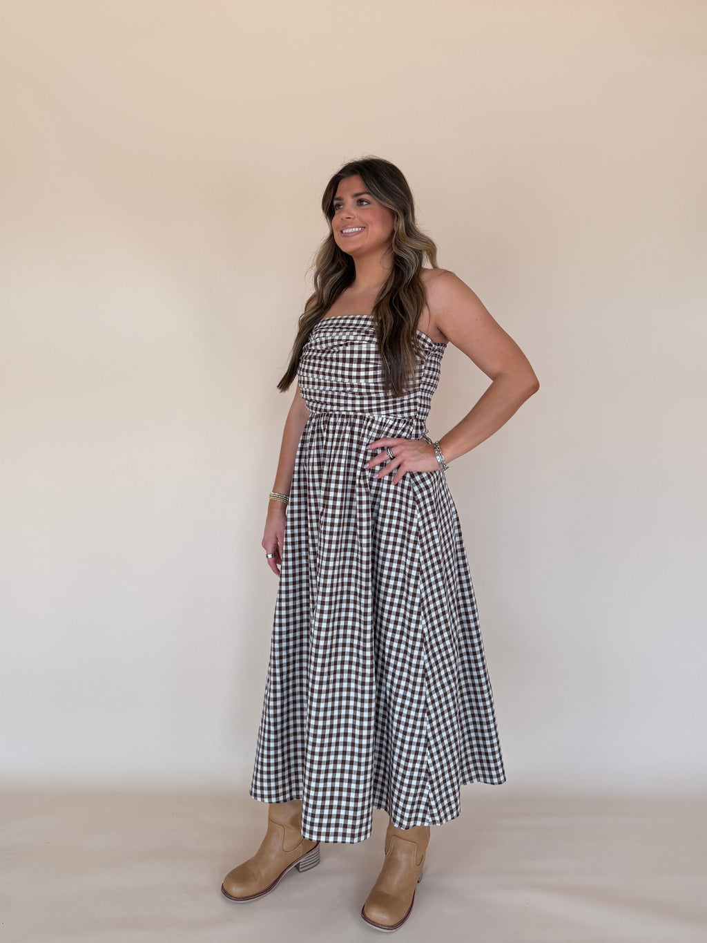 Gingham Tube Maxi Dress