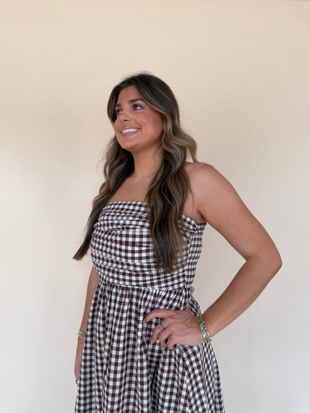 Gingham Tube Maxi Dress