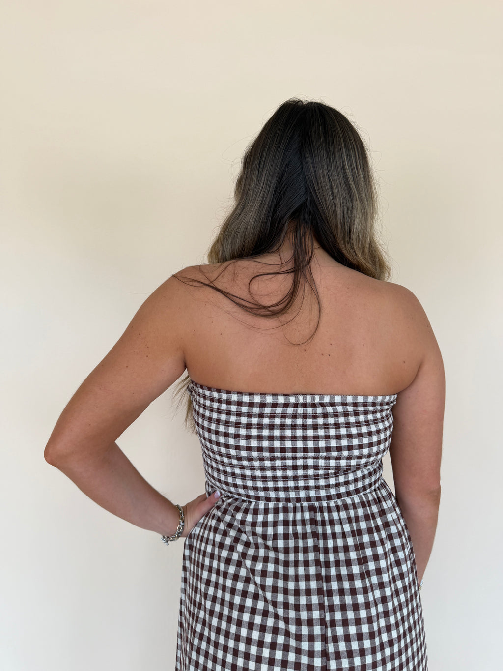 Gingham Tube Maxi Dress