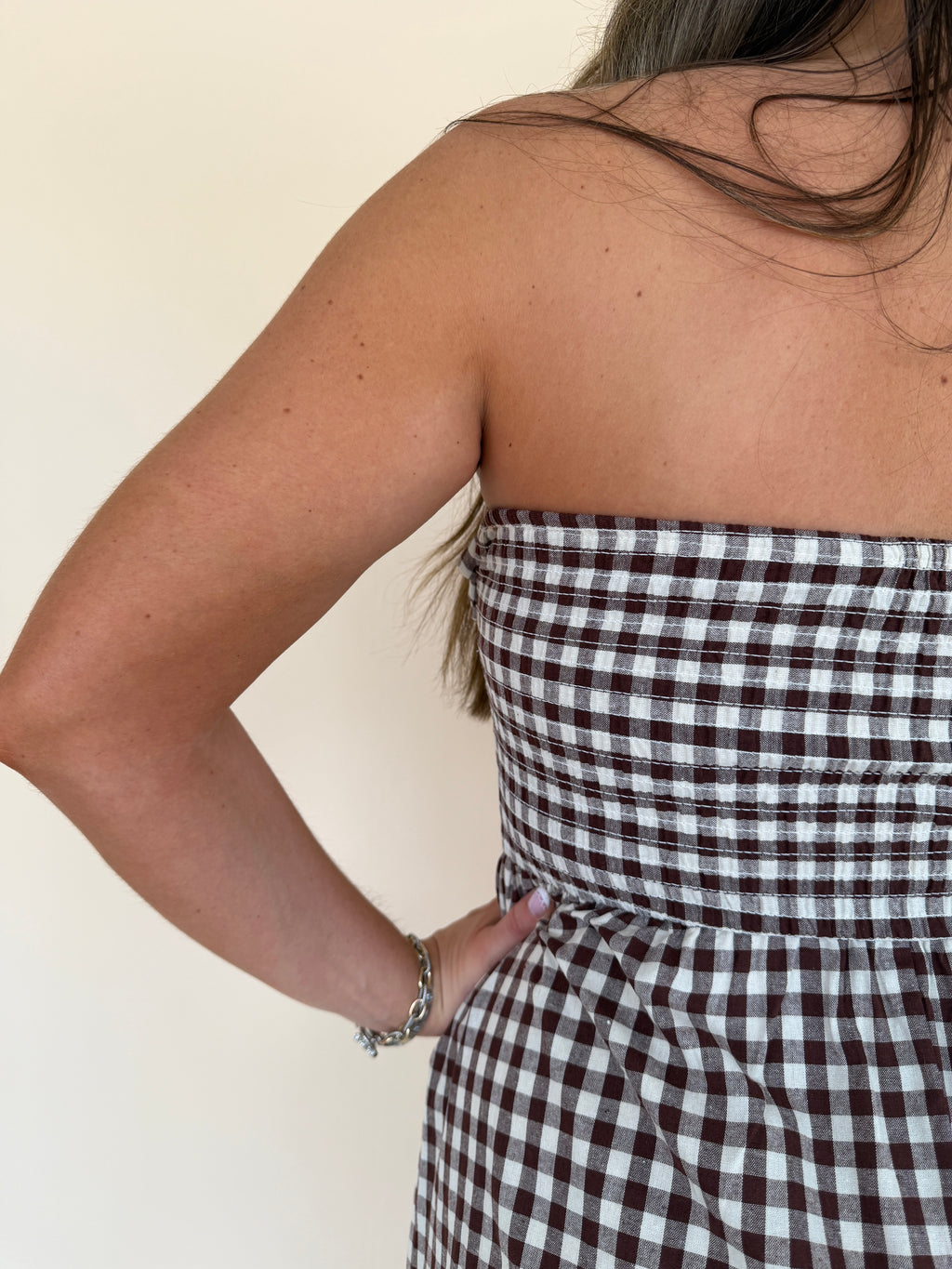 Gingham Tube Maxi Dress