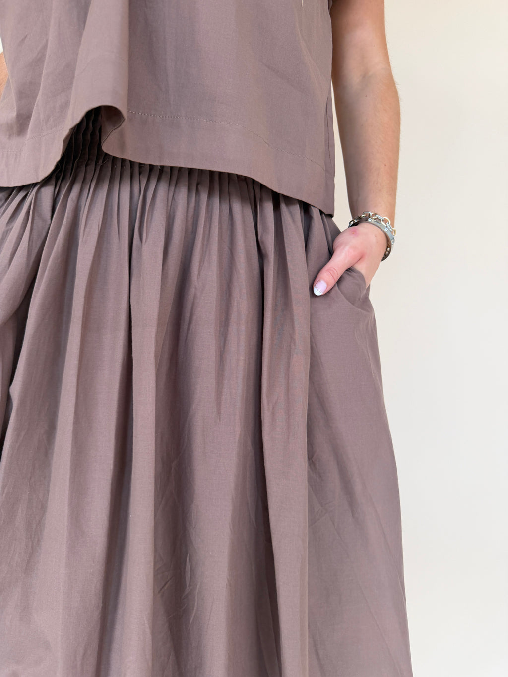 Pintuck Waist Maxi Skirt