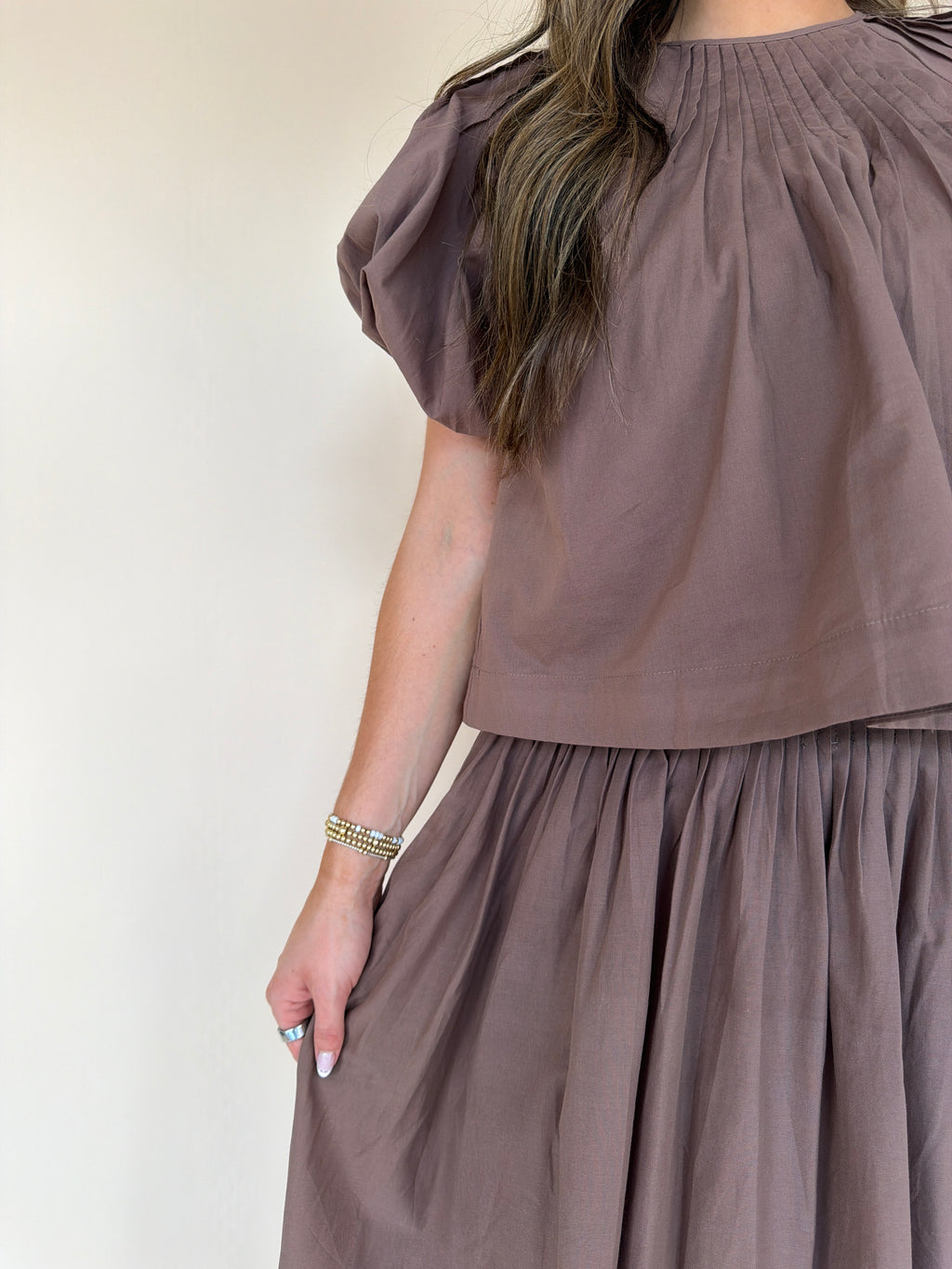 Pintuck Waist Maxi Skirt
