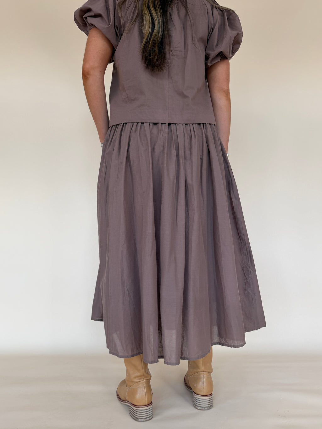 Pintuck Waist Maxi Skirt
