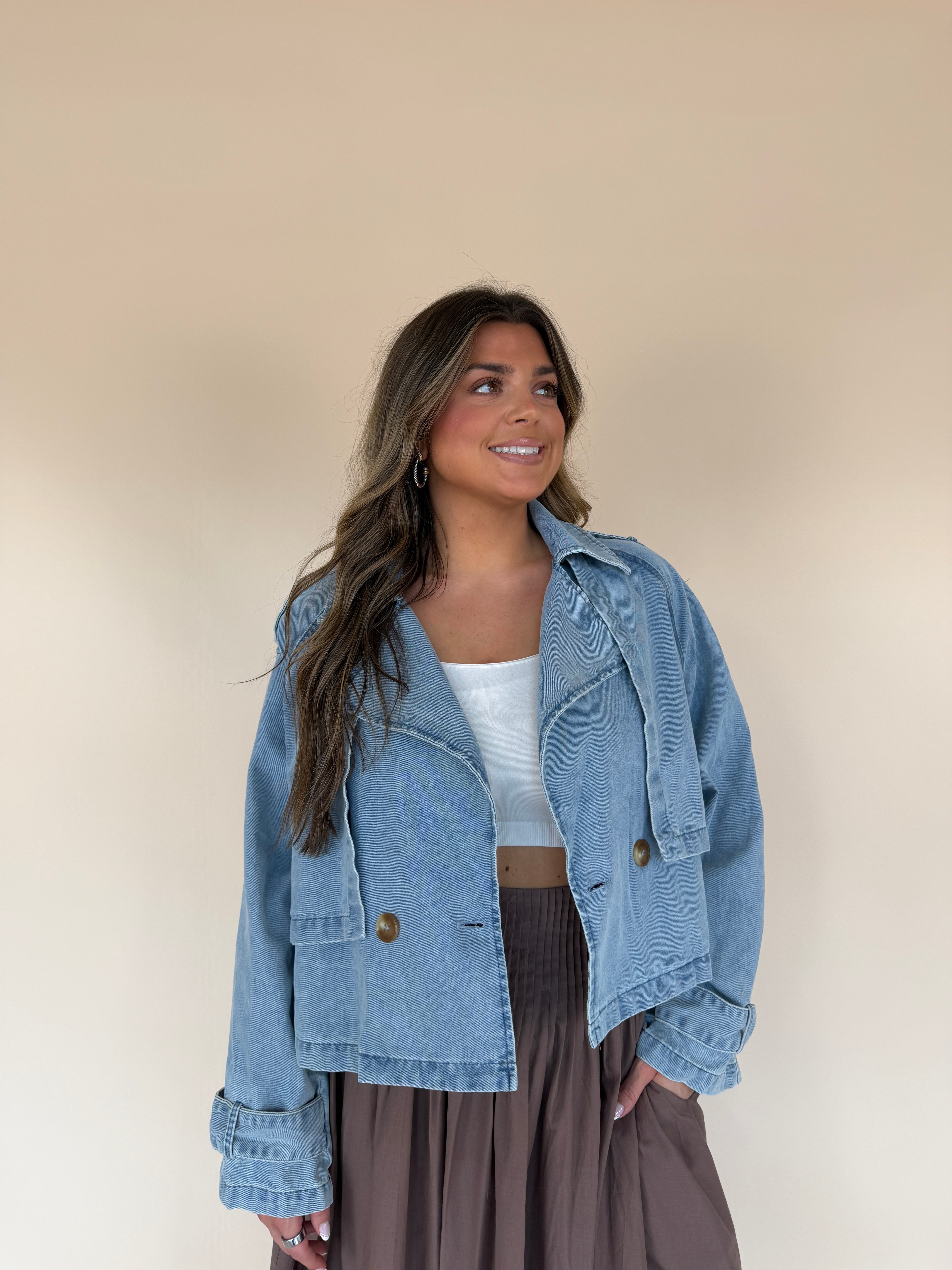Front Button Oversize Denim Jacket