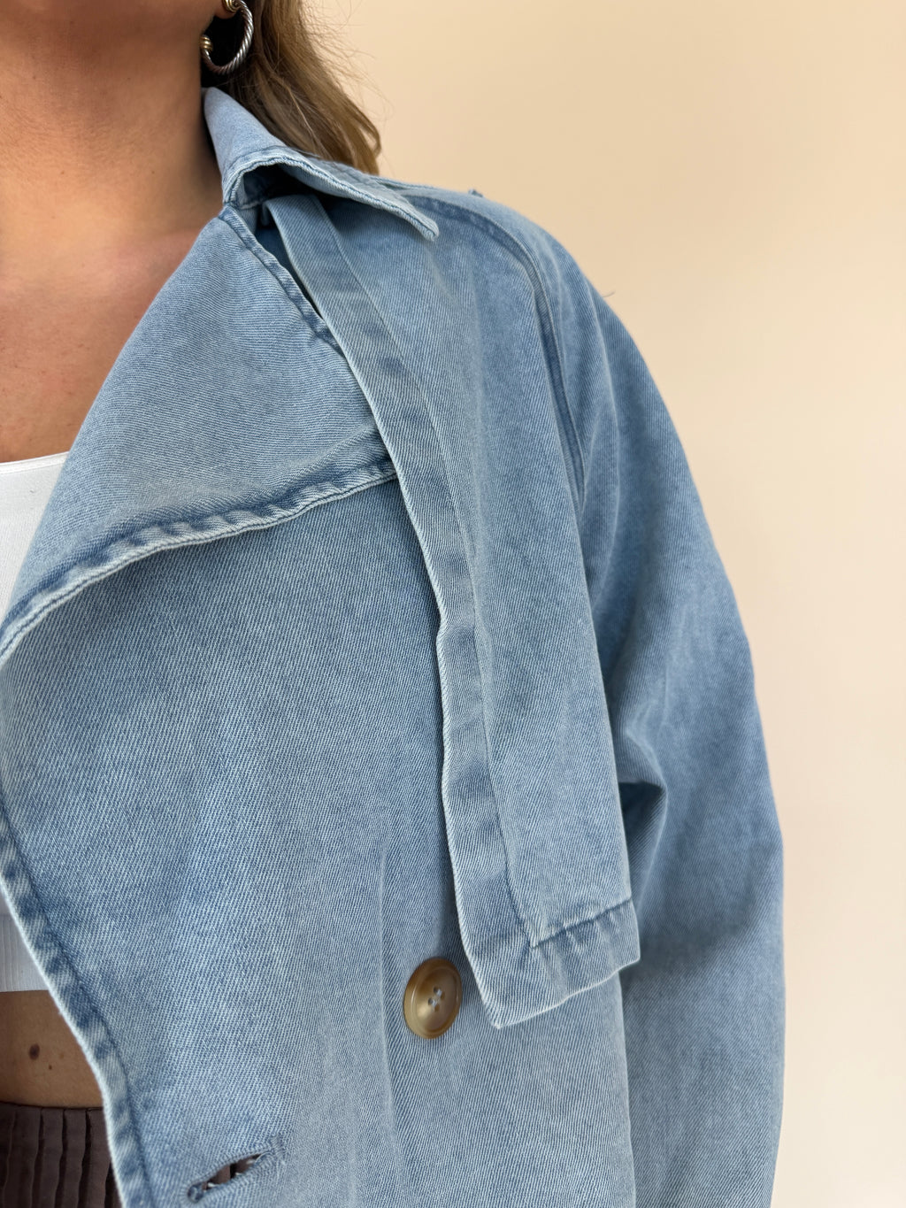 Front Button Oversize Denim Jacket