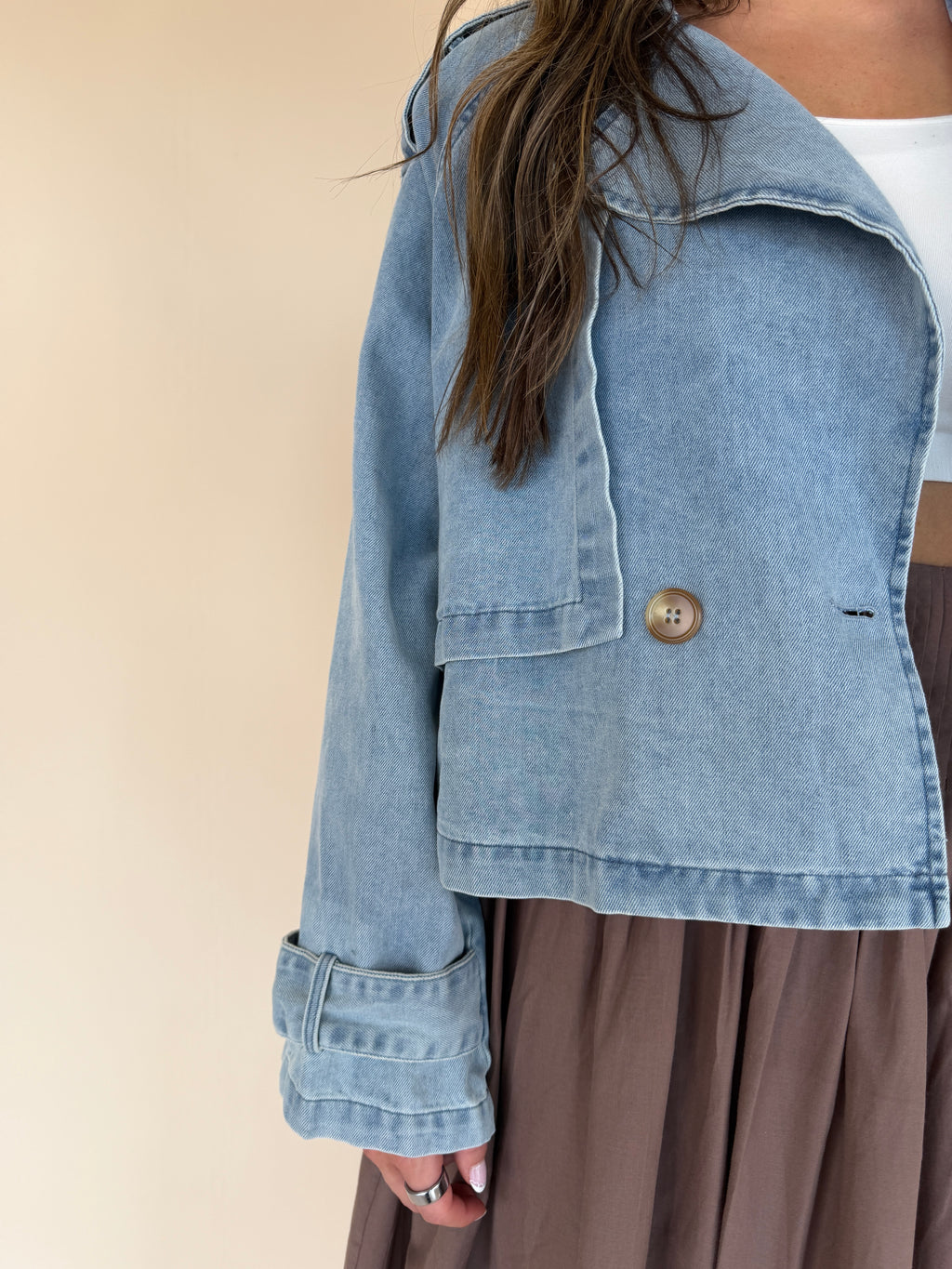 Front Button Oversize Denim Jacket